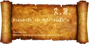 Kundráth Mátyás névjegykártya